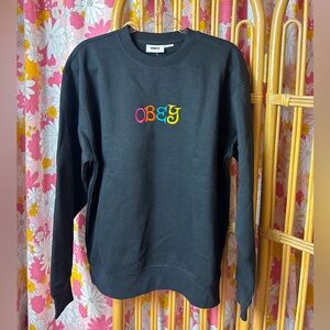 Obey Black Crewneck Sweatshirt with Rainbow Logo SZ M
